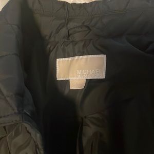 MICHAEL KORS Size XL Black Diamond QUILTED JACKET Button Front Long Women’s